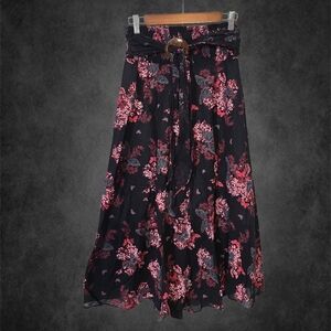Vintage 90s Floral Butterfly Black and Pink Women's Skirt